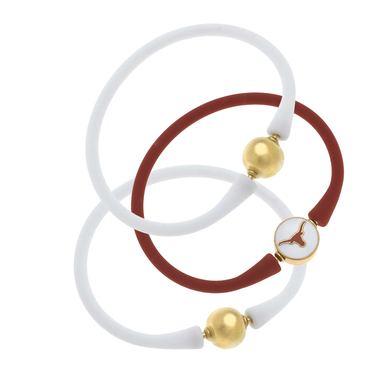 Women's Texas Longhorns Three-Pack Enamel Silicone Bali Bracelets