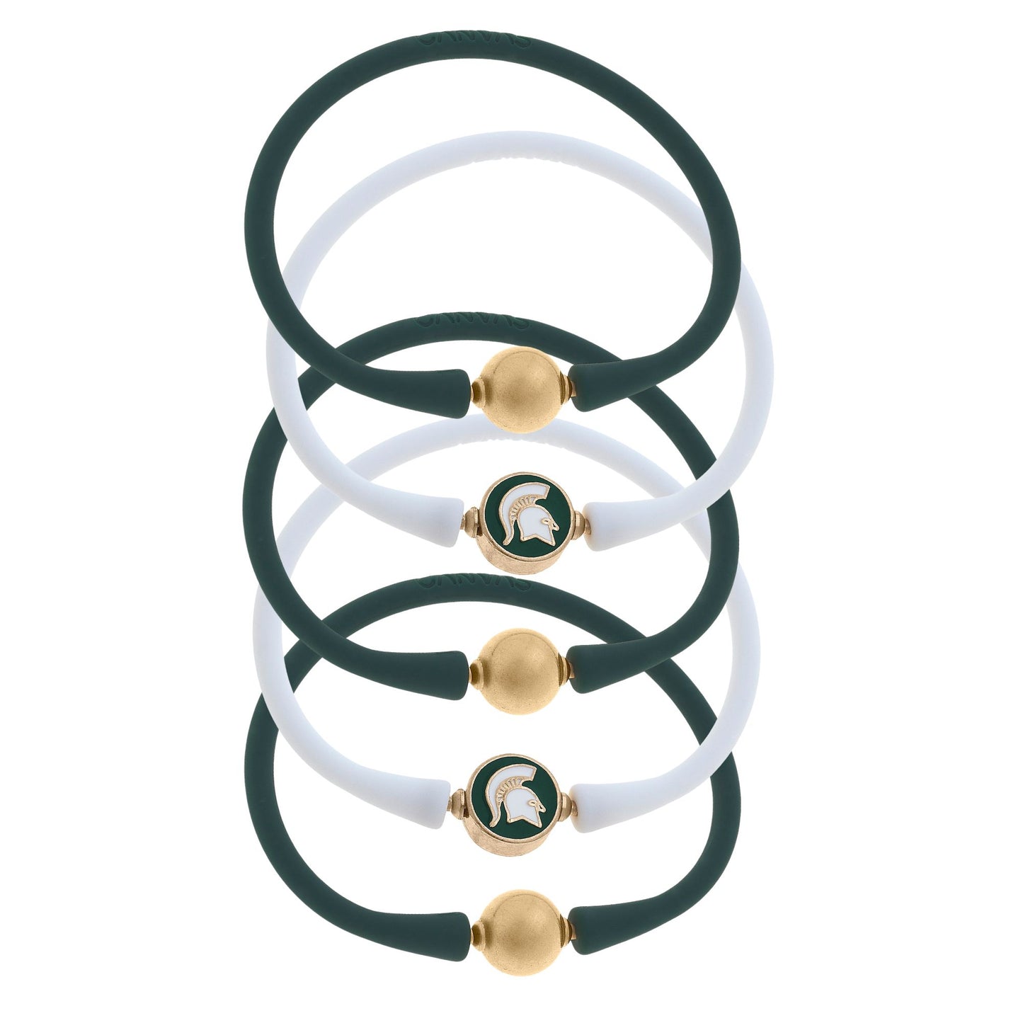 Women's Michigan State Spartans Five-Pack Enamel Silicone Bali Bracelets