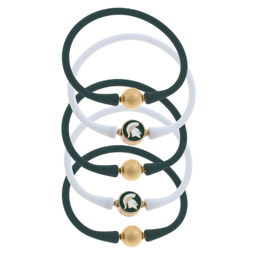 Women's Michigan State Spartans Five-Pack Enamel Silicone Bali Bracelets