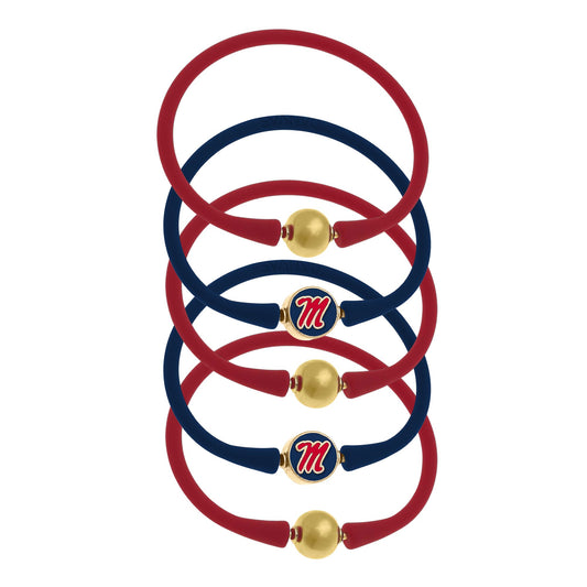 Women's Ole Miss Rebels Five-Pack Enamel Silicone Bali Bracelets