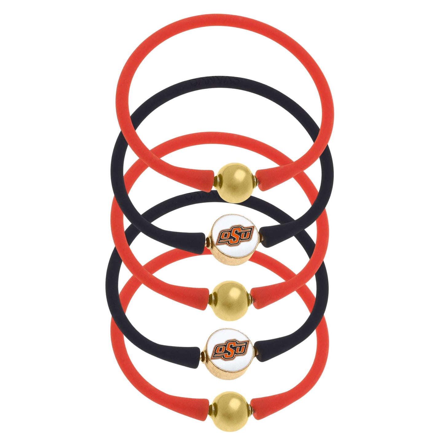 Women's Oklahoma State Cowboys Five-Pack Enamel Silicone Bali Bracelets