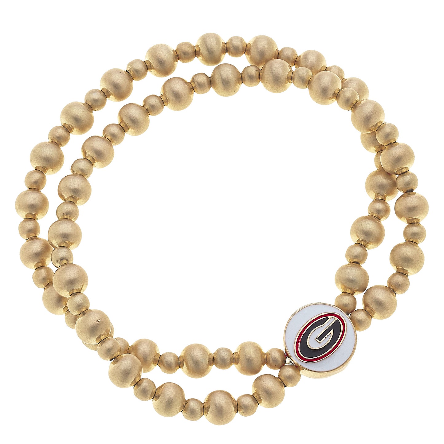 Women's Georgia Bulldogs Two-Row Ball Bead Stretch Bracelet