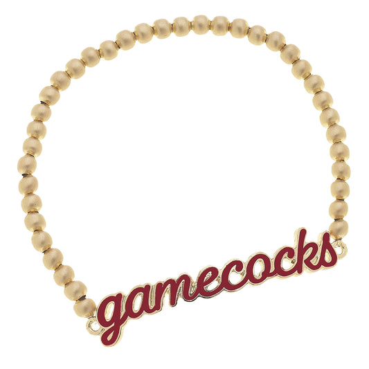 Women's South Carolina Gamecocks Enamel Script Ball Bead Stretch Bracelet