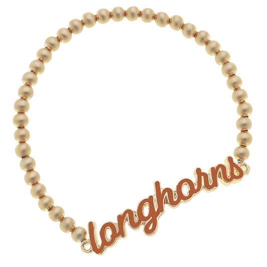 Women's Texas Longhorns Enamel Script Ball Bead Stretch Bracelet