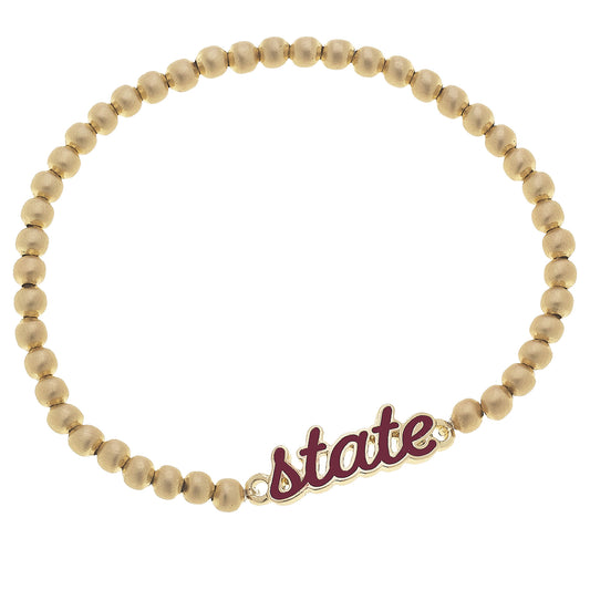 Women's Mississippi State Bulldogs Enamel Script Ball Bead Stretch Bracelet