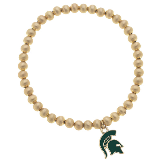 Women's Michigan State Spartans Enamel Logo Ball Bead Stretch Bracelet