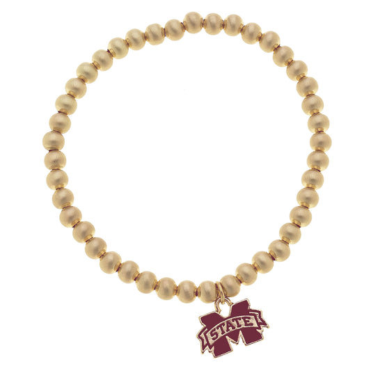 Women's Mississippi State Bulldogs Enamel Logo Ball Bead Stretch Bracelet