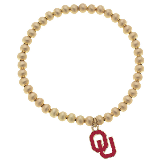 Women's Oklahoma Sooners Enamel Logo Ball Bead Stretch Bracelet