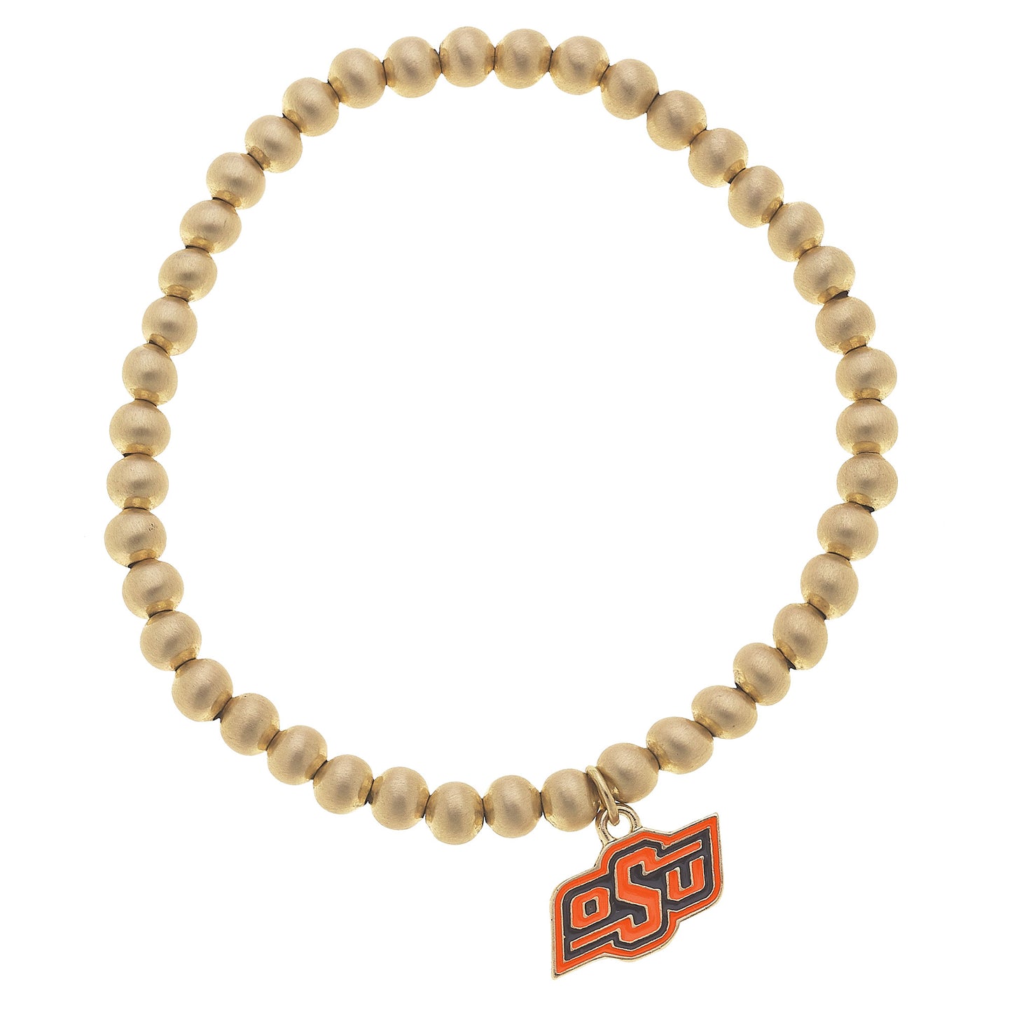 Women's Oklahoma State Cowboys Enamel Logo Ball Bead Stretch Bracelet