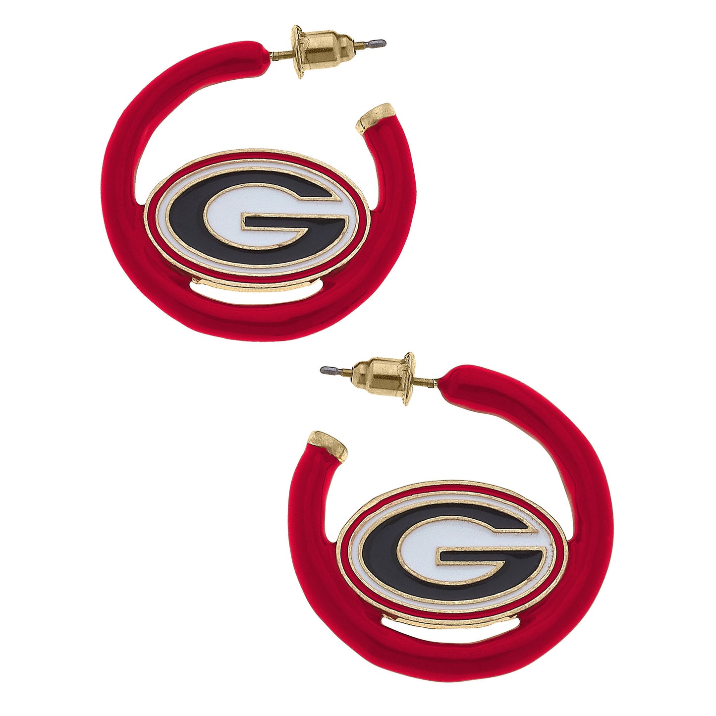 Women's Georgia Bulldogs Enamel Logo Open Hoop Earring