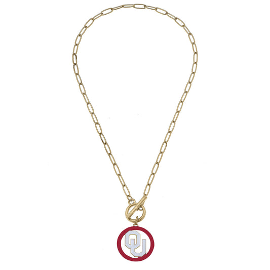 Women's Oklahoma Sooners 16" Enamel Toggle Necklace