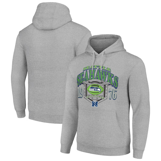 Men's Starter Heather Gray Seattle Seahawks 80s Retro Pullover Hoodie