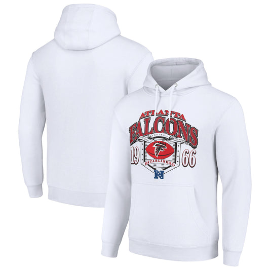 Men's Starter White Atlanta Falcons 80s Retro Pullover Hoodie