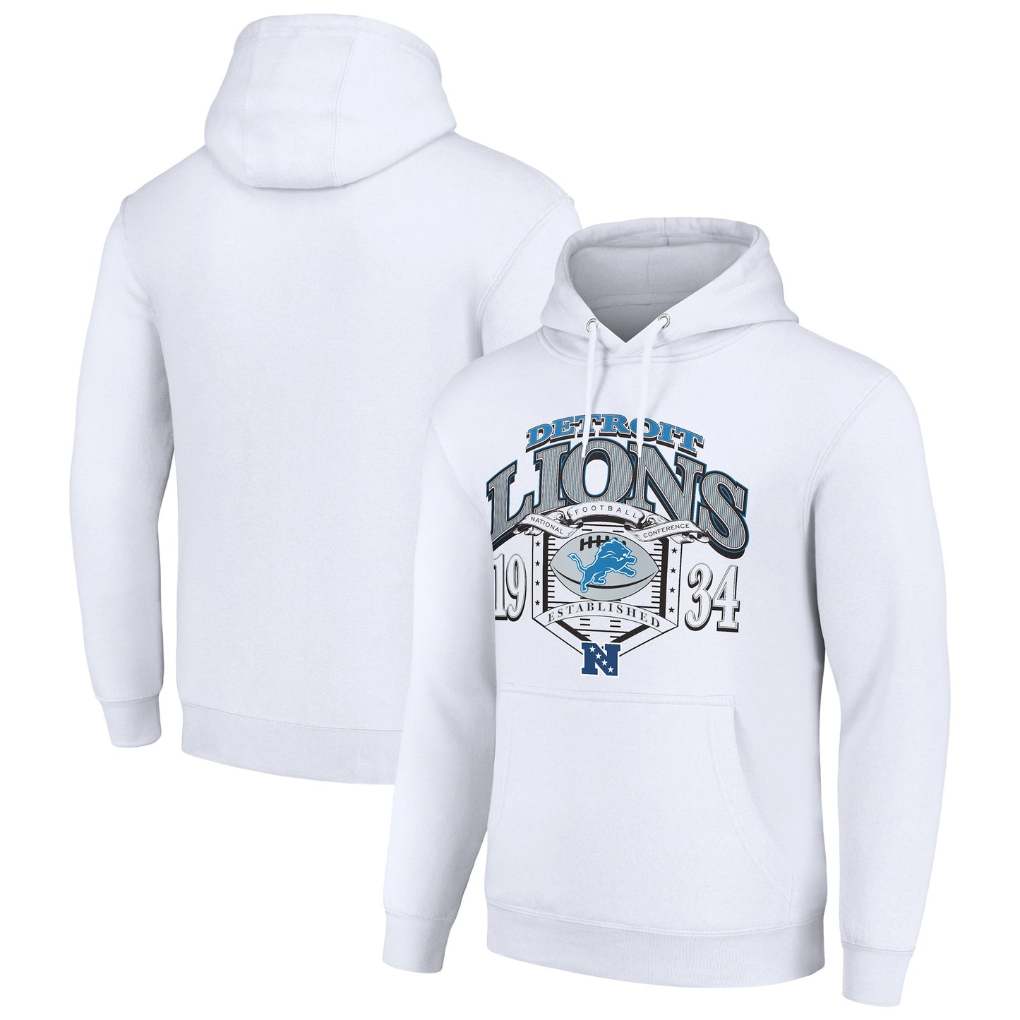 Men's Starter White Detroit Lions 80s Retro Pullover Hoodie