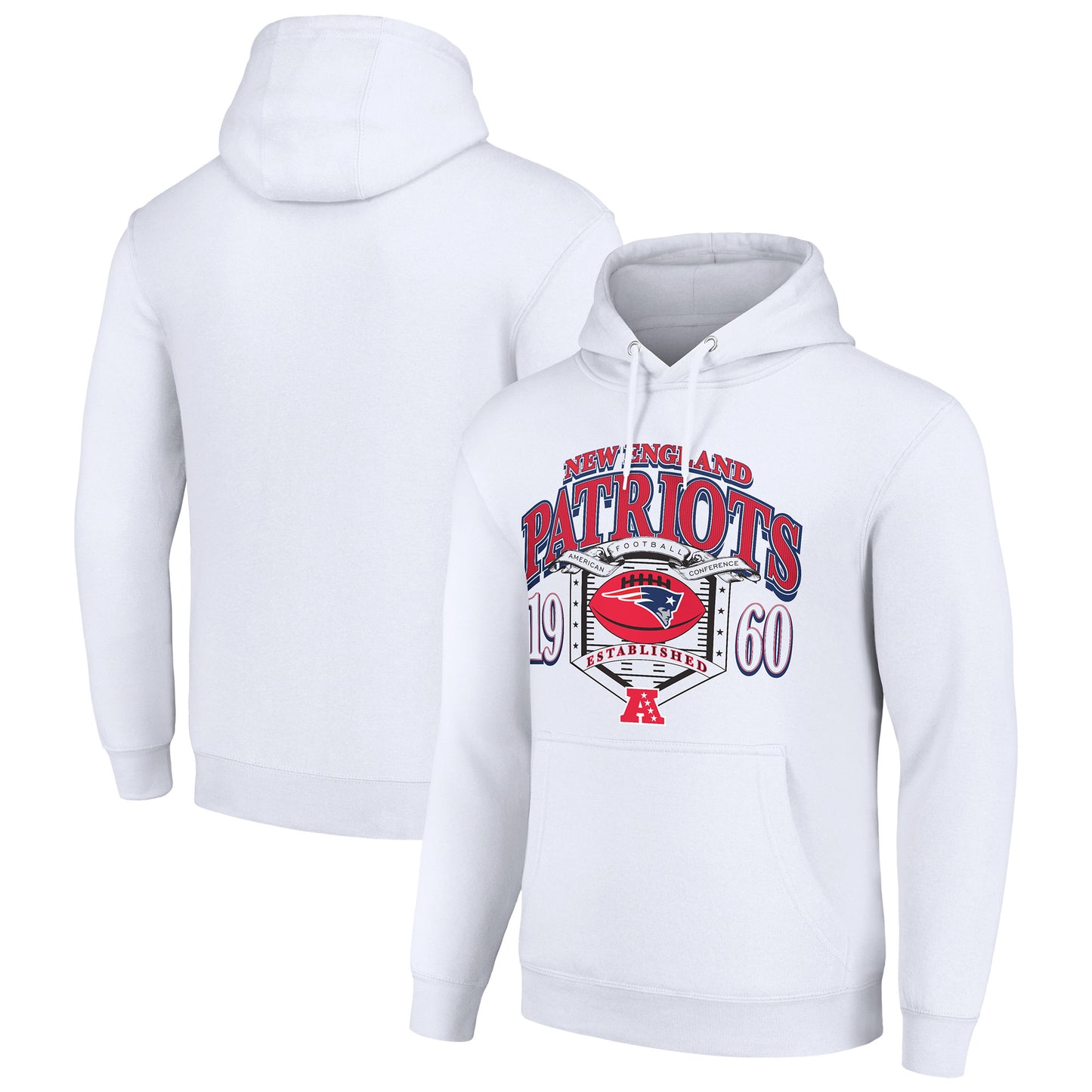 Men's Starter White New England Patriots 80s Retro Pullover Hoodie