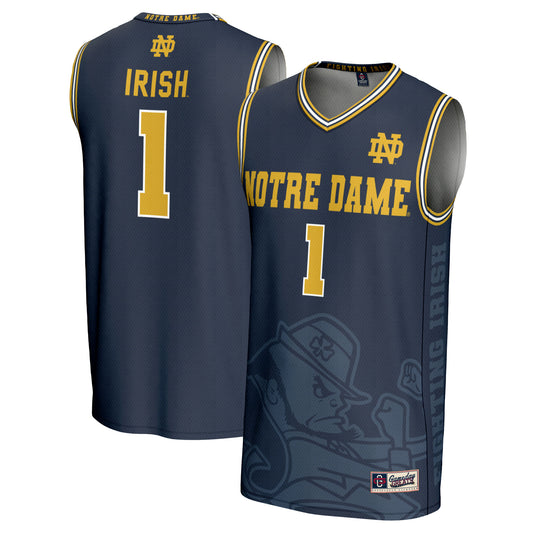 Youth GameDay Greats #1 Navy Notre Dame Fighting Irish Icon Print Lightweight Basketball Fashion Jersey