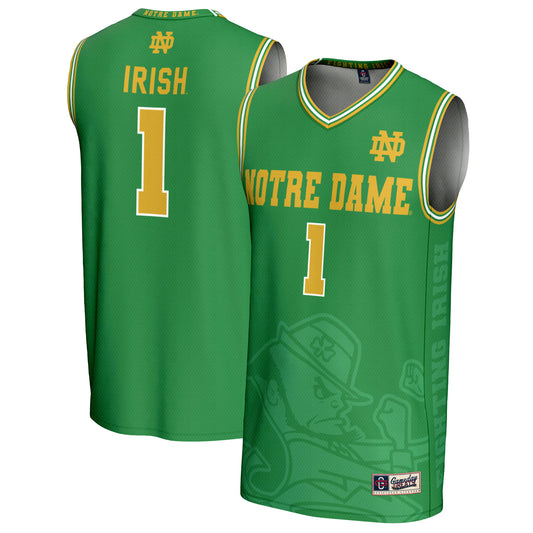 Youth GameDay Greats #1 Green Notre Dame Fighting Irish Icon Print Lightweight Basketball Fashion Jersey