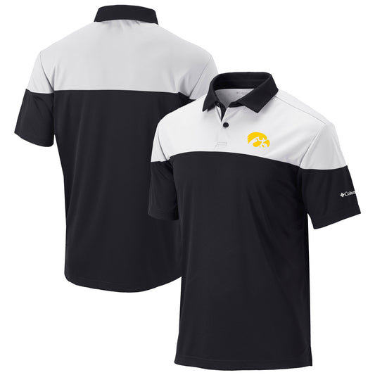 Men's Columbia Black Iowa Hawkeyes Best Ball Omni-Wick Polo