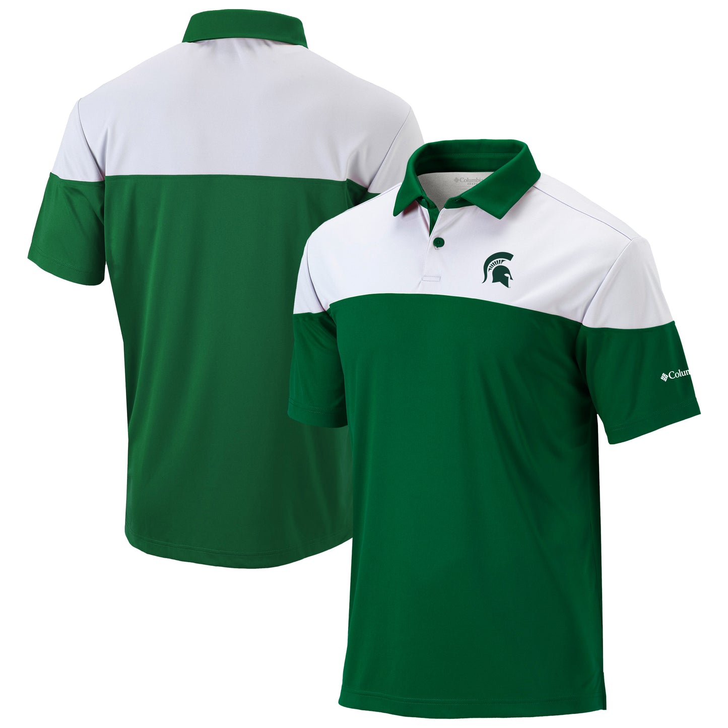 Men's Columbia Green Michigan State Spartans Best Ball Omni-Wick Polo