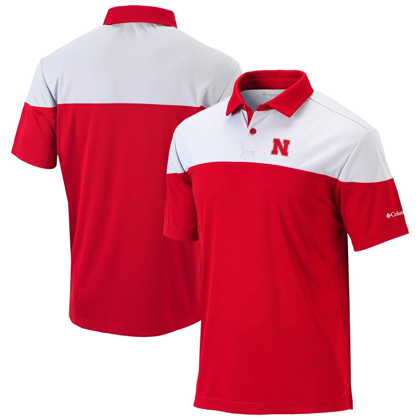 Men's Columbia Scarlet Nebraska Huskers Best Ball Omni-Wick Polo
