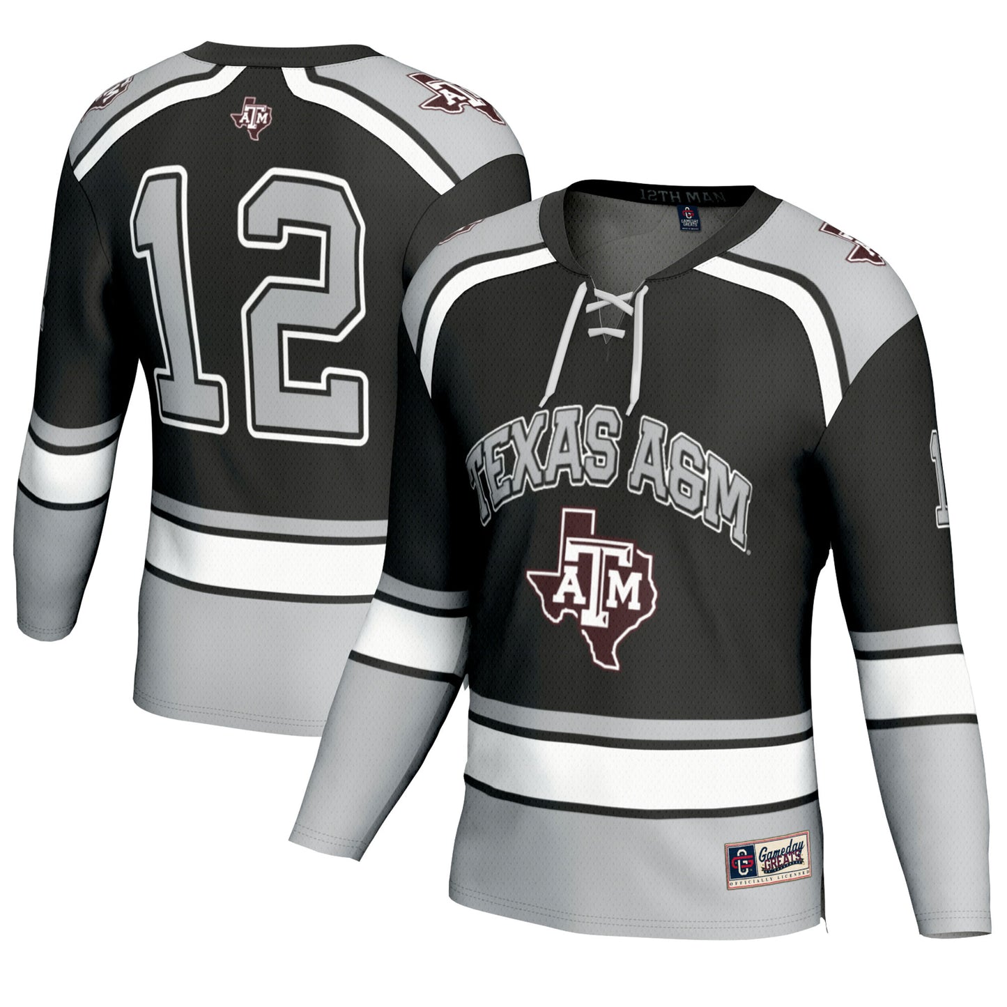 Youth GameDay Greats #12 Black Texas A&M Aggies Hockey Fashion Jersey