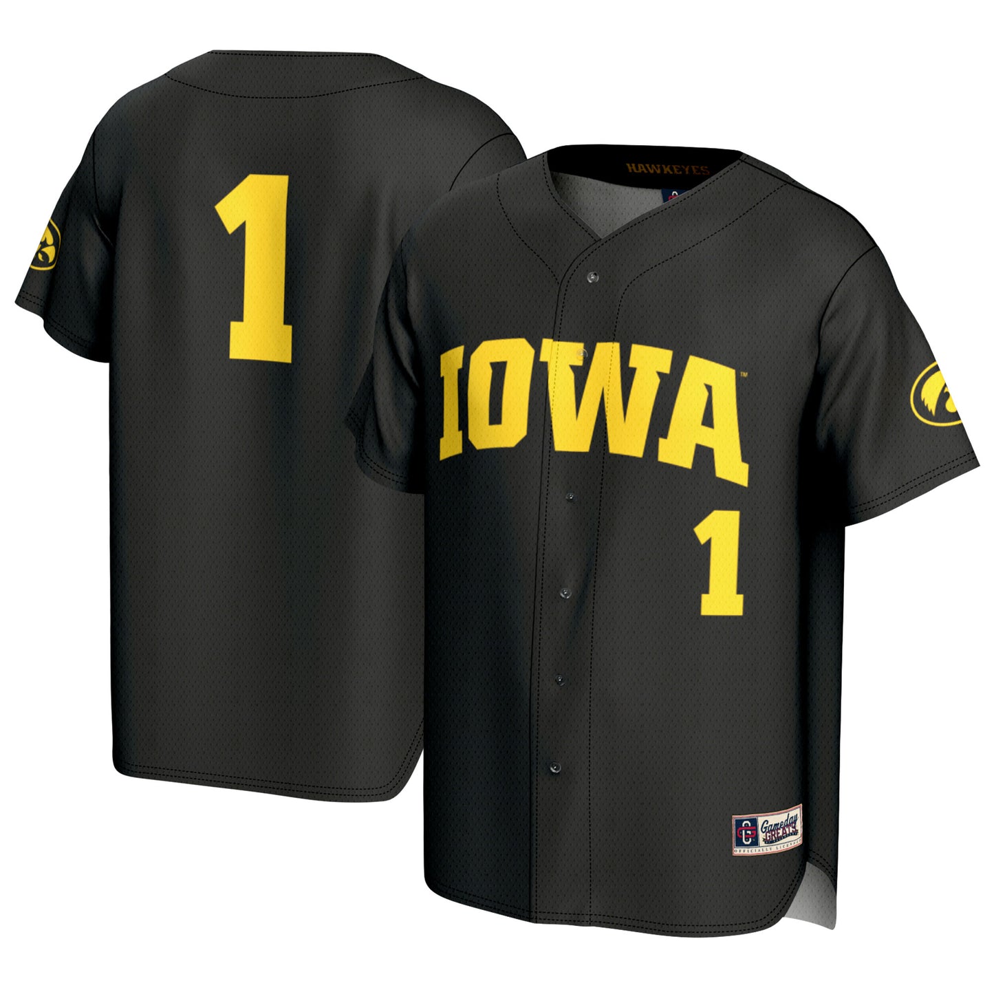 Youth GameDay Greats #1 Black Iowa Hawkeyes Baseball Lightweight Fashion Jersey