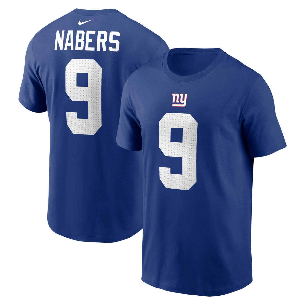 Men's Nike Malik Nabers Royal New York Giants 2024 NFL Draft First Round Pick Name & Number T-Shirt
