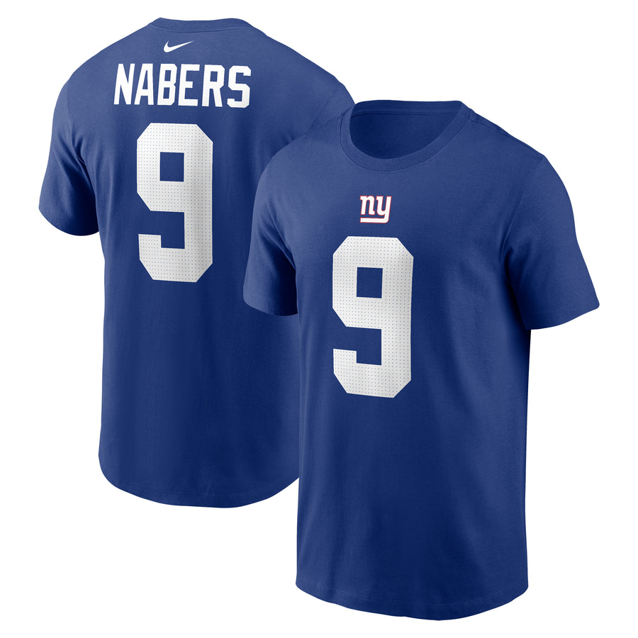 Men's Nike Malik Nabers Royal New York Giants 2024 NFL Draft First Round Pick Name & Number T-Shirt