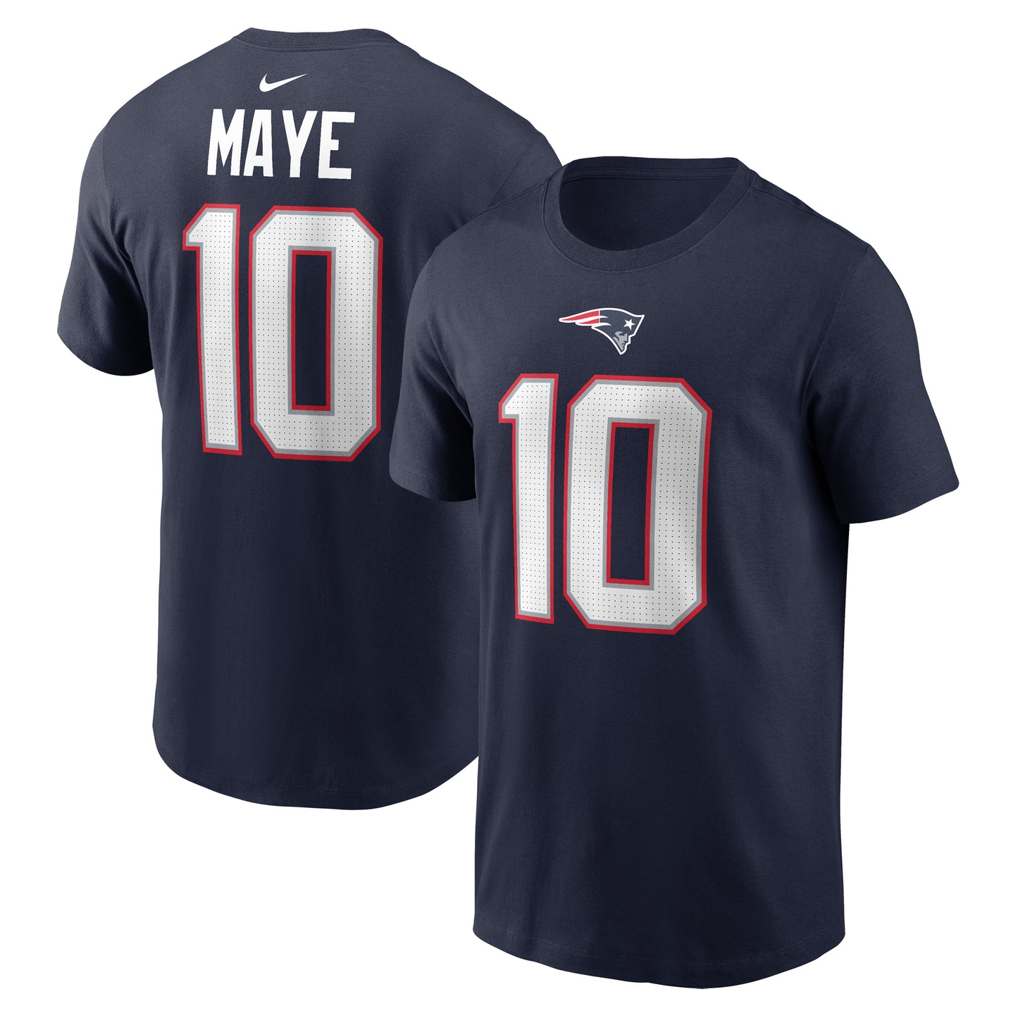 Men's Nike Drake Maye Navy New England Patriots 2024 NFL Draft First Round Pick Name & Number T-Shirt