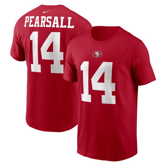 Men's Nike Ricky Pearsall Scarlet San Francisco 49ers 2024 NFL Draft First Round Pick Name & Number T-Shirt