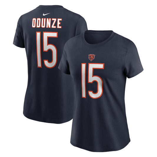 Women's Nike Rome Odunze Navy Chicago Bears 2024 NFL Draft Name & Number T-Shirt