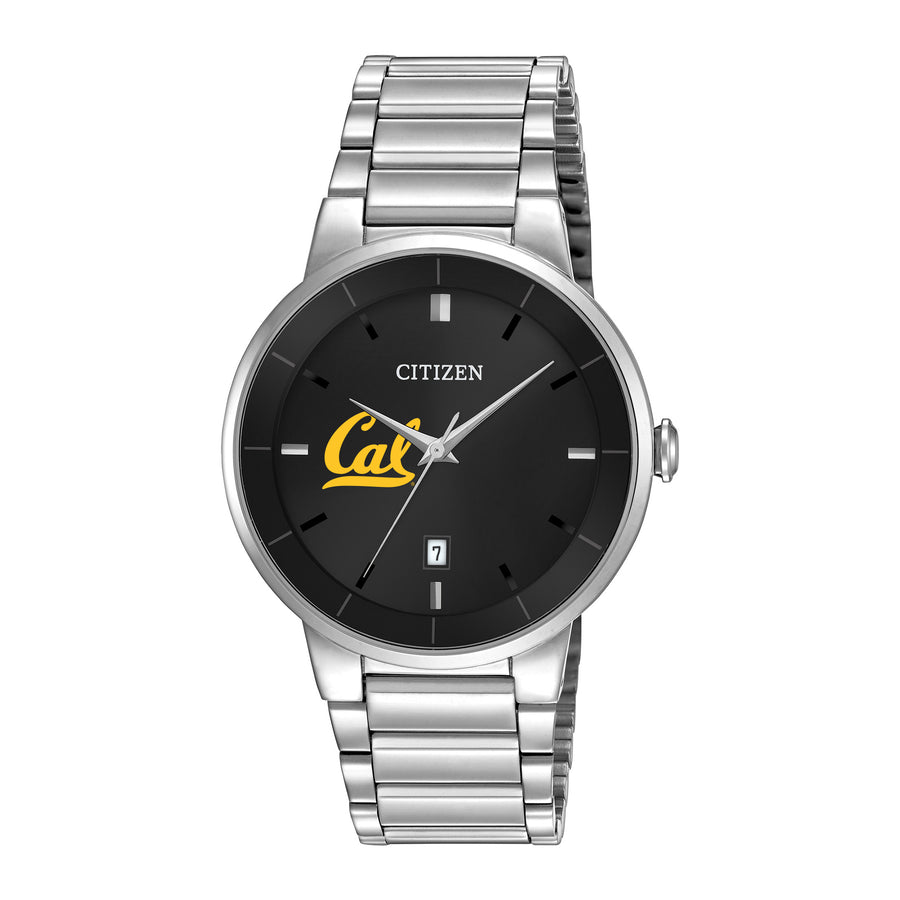 Men's Citizen Watch Silver Cal Bears Black Dial Stainless Steel Watch