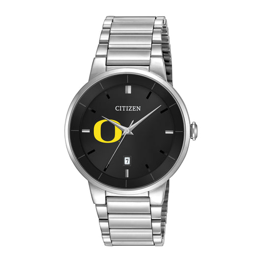Men's Citizen Watch Silver Oregon Ducks Black Dial Stainless Steel Watch