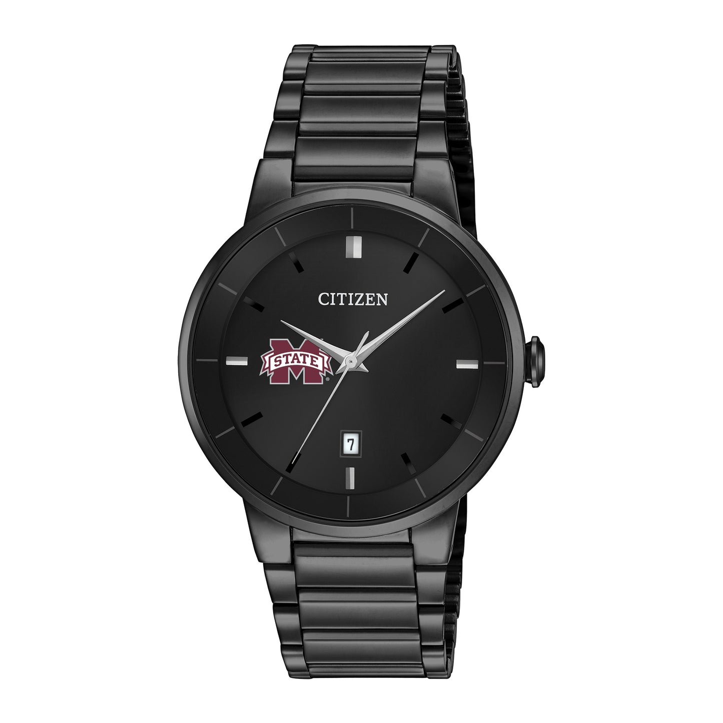 Men's Citizen Watch Mississippi State Bulldogs Black Dial Stainless Steel Watch