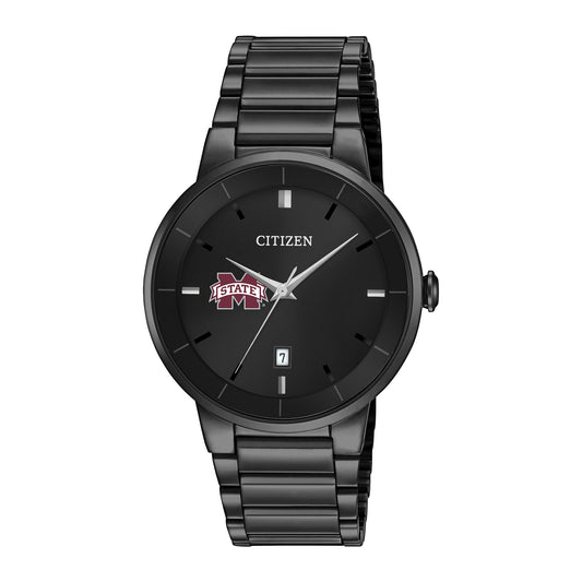 Men's Citizen Watch Mississippi State Bulldogs Black Dial Stainless Steel Watch