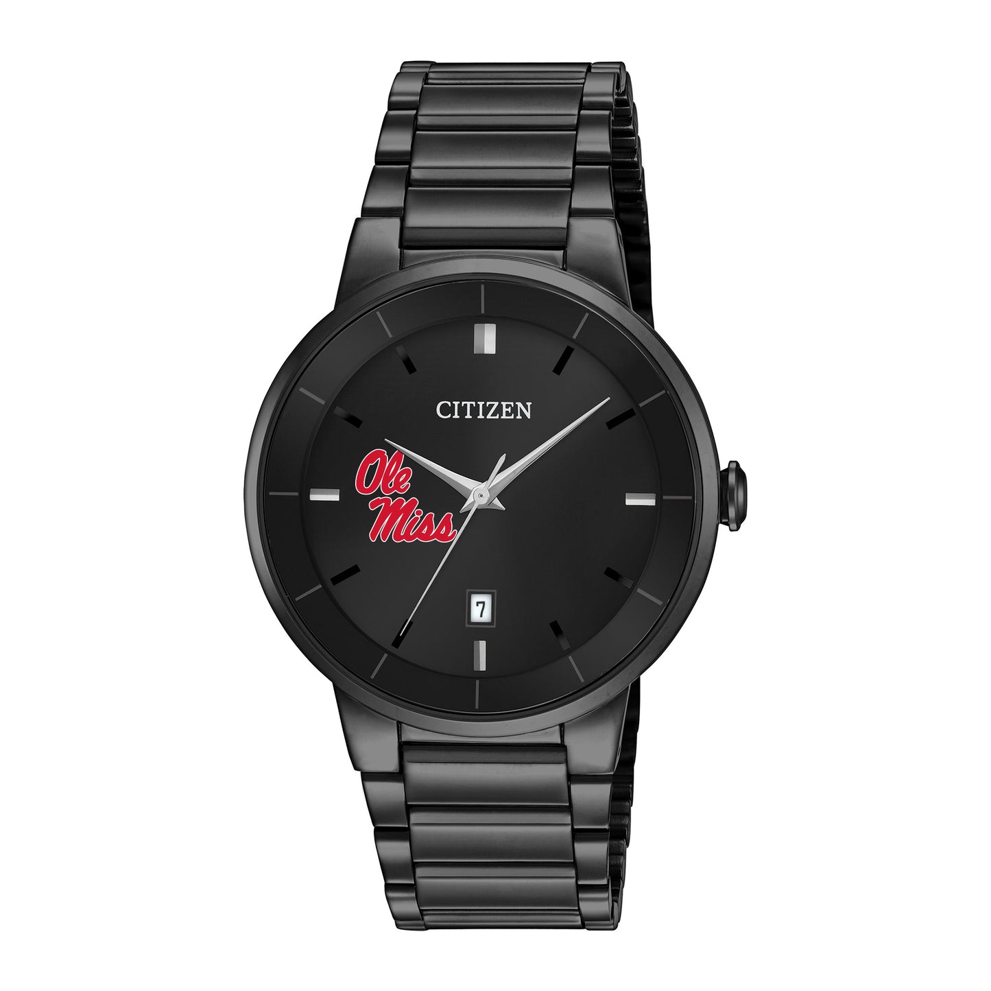 Men's Citizen Watch Ole Miss Rebels Black Dial Stainless Steel Watch