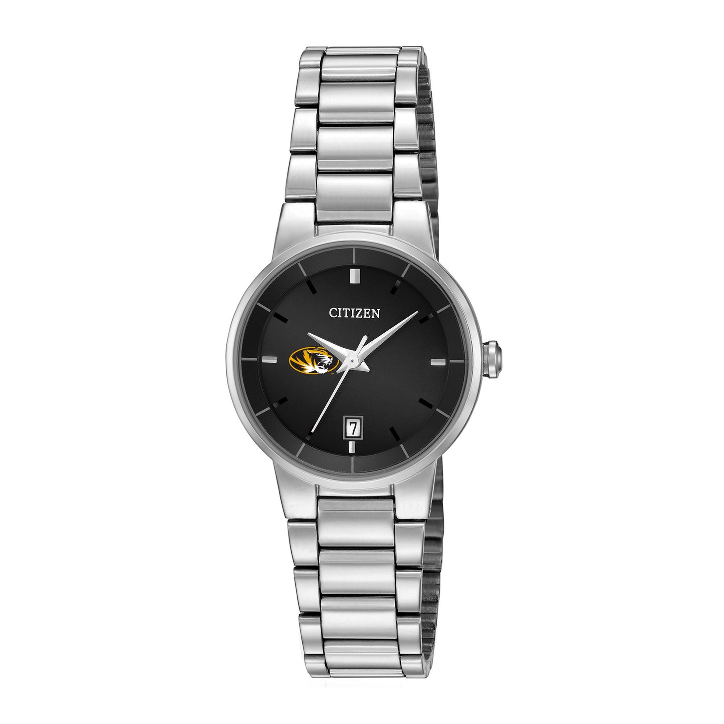 Women's Citizen Watch Silver Missouri Tigers Black Dial Stainless Steel Watch
