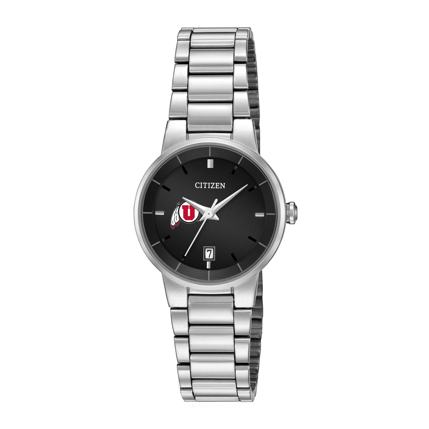 Women's Citizen Watch Silver Utah Utes Black Dial Stainless Steel Watch