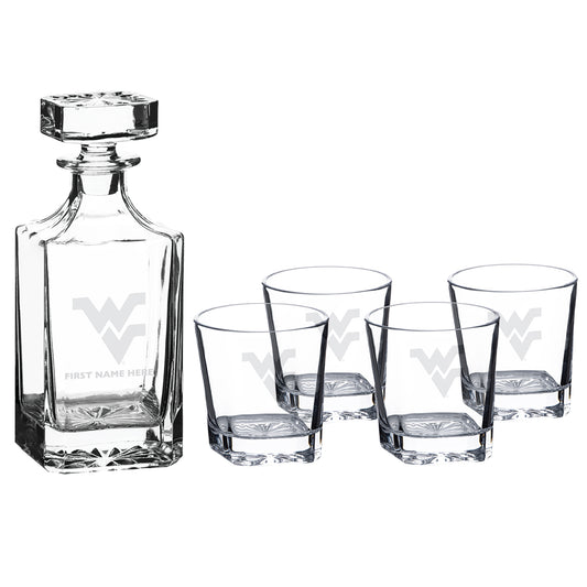 West Virginia Mountaineers Five-Piece Personalized Decanter Set