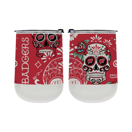 Wisconsin Badgers 18oz. Dia De Los Muertos Tumbler