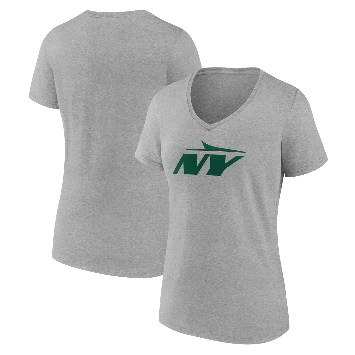 Women's Gray New York Jets Secondary Logo V-Neck T-Shirt