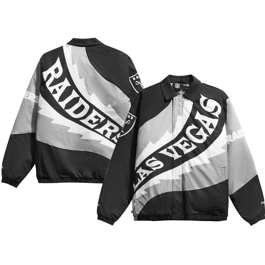 Men's Chalk Line Black/Silver Las Vegas Raiders Saw Blade Quilted Puffer Full-Zip Jacket