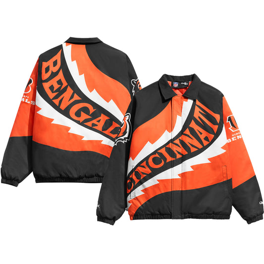 Men's Chalk Line Black/Orange Cincinnati Bengals Saw Blade Quilted Puffer Full-Zip Jacket