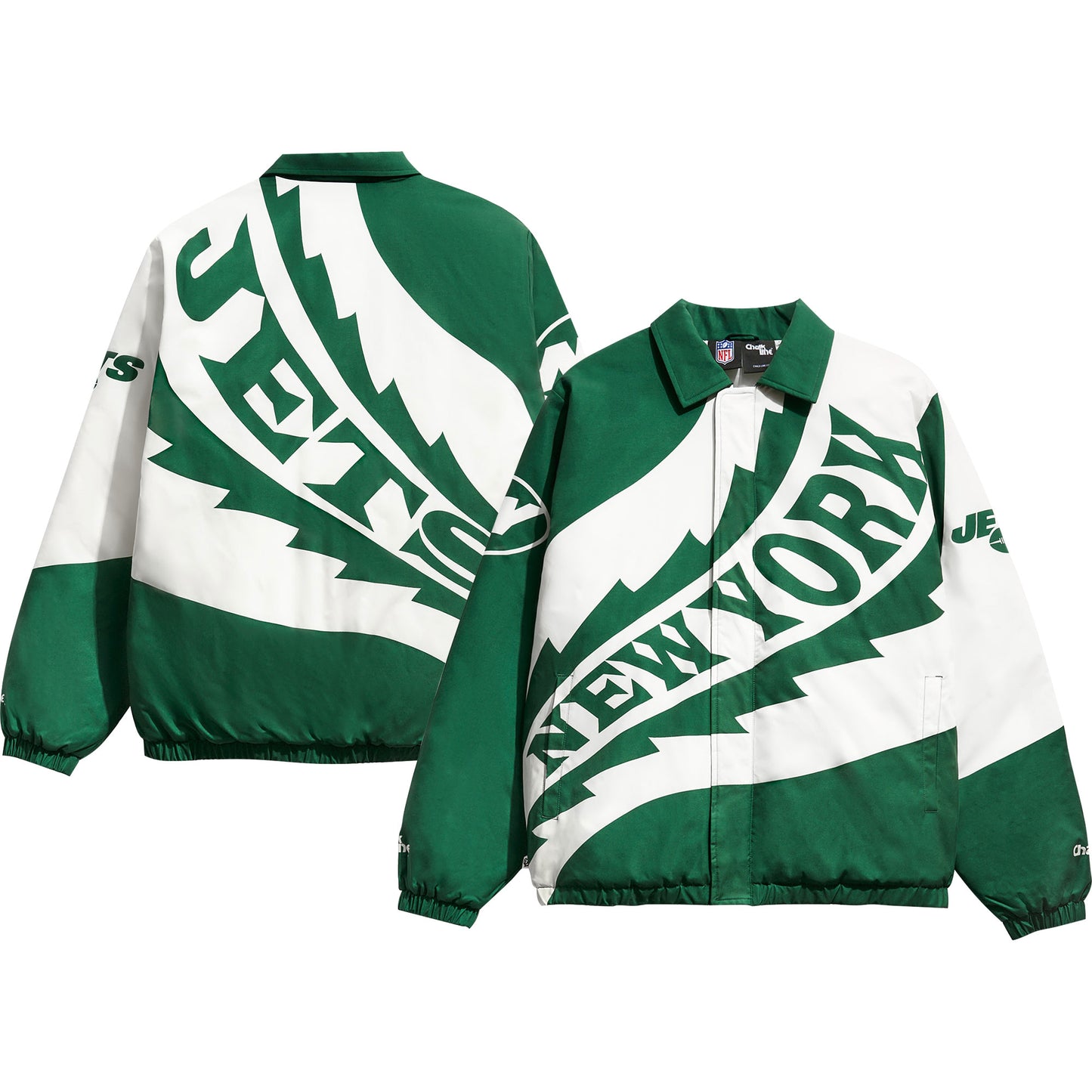 Men's Chalk Line Green/White New York Jets Saw Blade Quilted Puffer Full-Zip Jacket