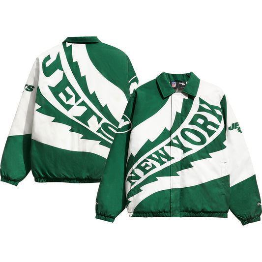 Men's Chalk Line Green/White New York Jets Saw Blade Quilted Puffer Full-Zip Jacket