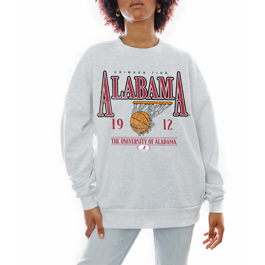 Women's Gameday Couture Gray Alabama Crimson Tide Basketball Premium Fleece Drop Pullover Sweatshirt