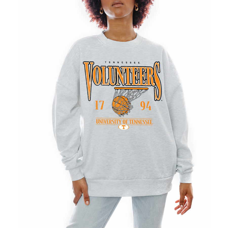 Women's Gameday Couture Gray Tennessee Volunteers Basketball Premium Fleece Drop Pullover Sweatshirt