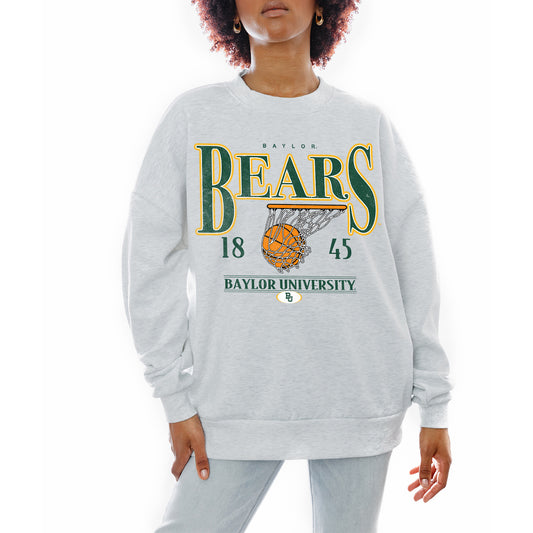 Women's Gameday Couture Gray Baylor Bears Basketball Premium Fleece Drop Pullover Sweatshirt