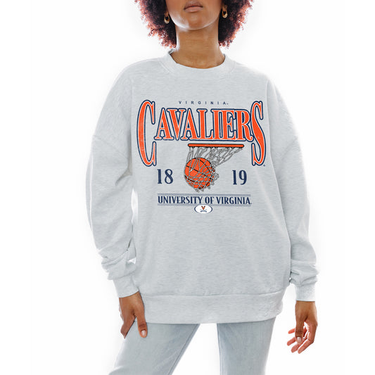 Women's Gameday Couture Gray Virginia Cavaliers Basketball Premium Fleece Drop Pullover Sweatshirt