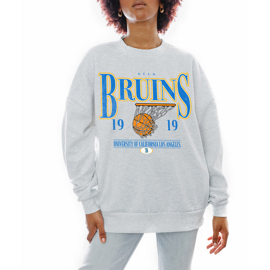 Women's Gameday Couture Gray UCLA Bruins Basketball Premium Fleece Drop Pullover Sweatshirt